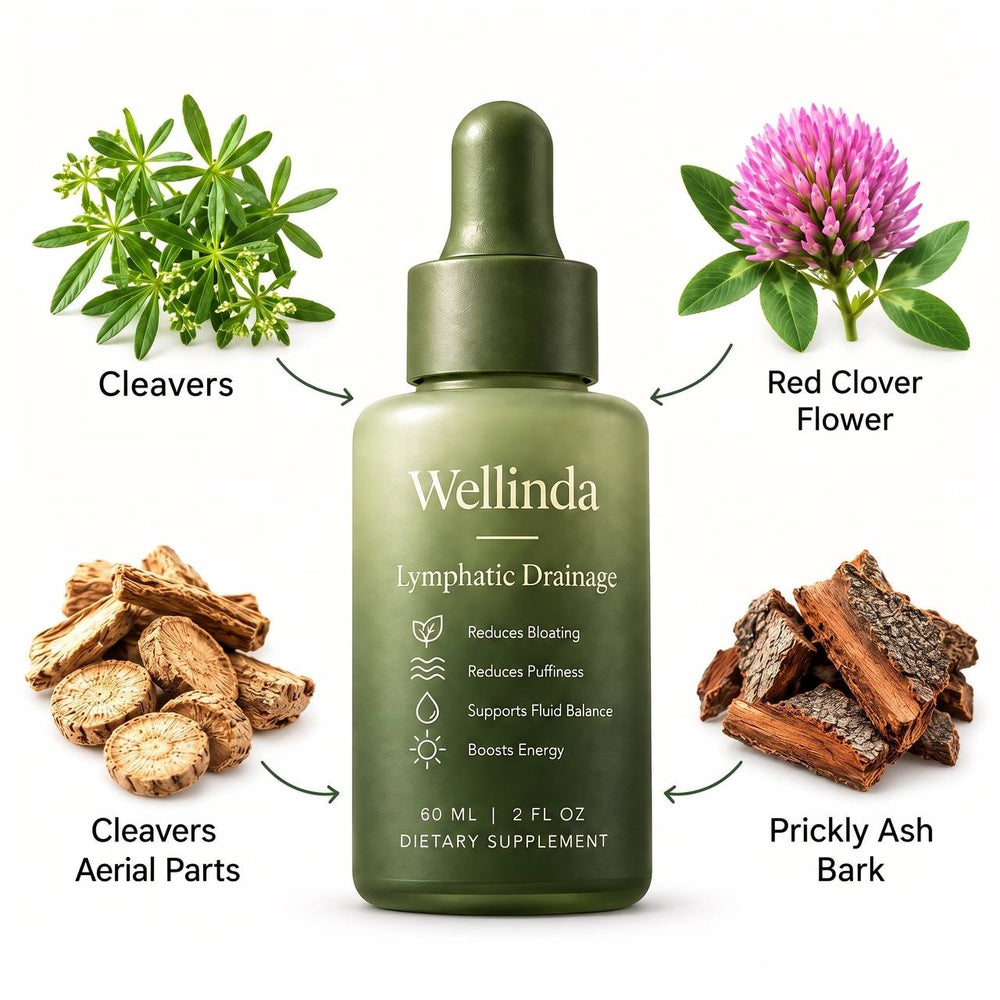 Wellinda Lymphatic Drainage Drops and its herbs